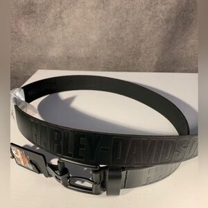 Harley-Davidson Men's XL 42/44 Embossed Genuine‎ Leather Belt, Black New